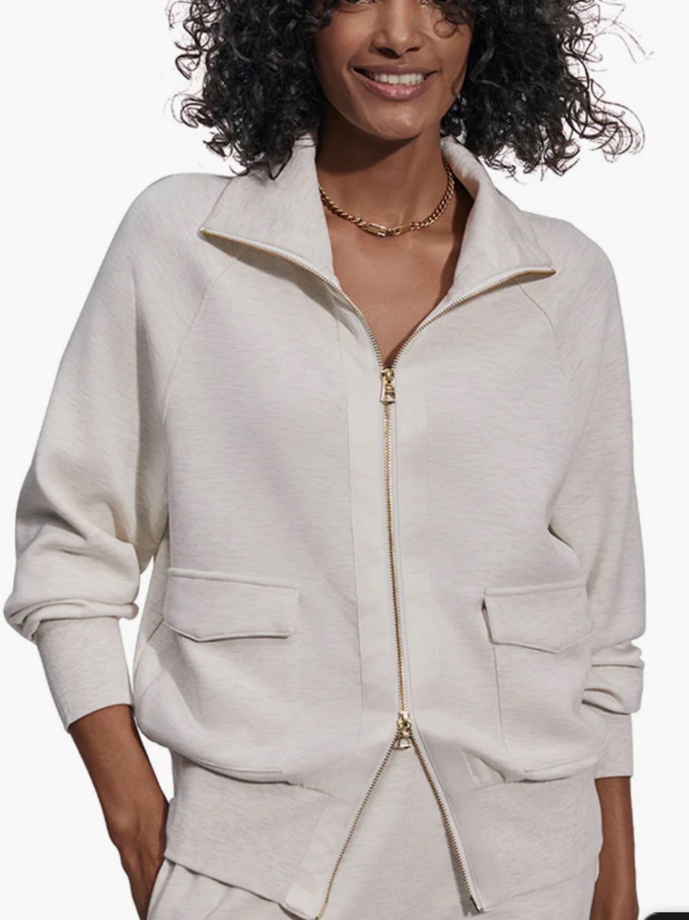 Varley NWOT Roxbury Zip-Through Sweatshirt Ivory Marl Size Large